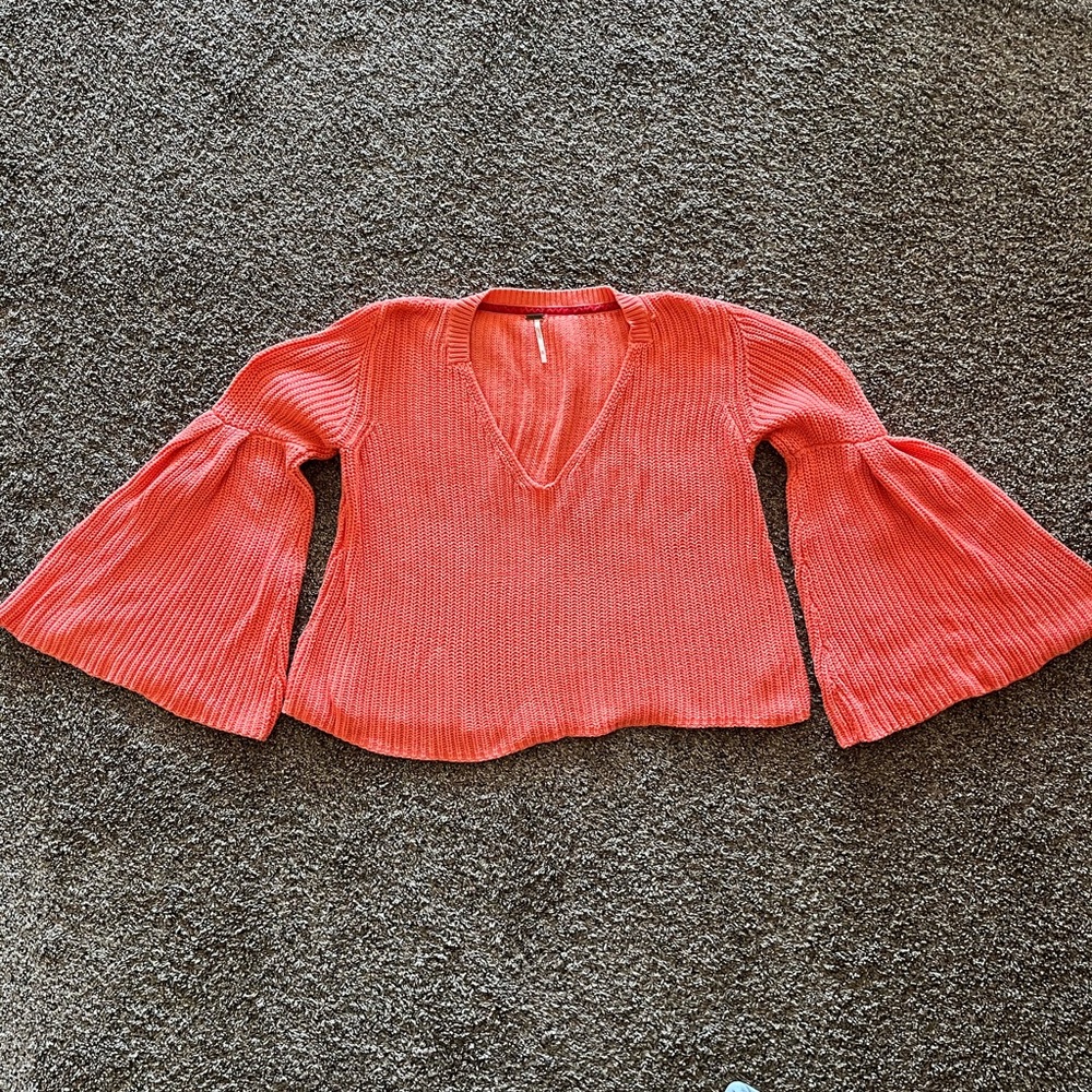 Free People Vibrant Orange Sweater with loose flowing sleeves WXL